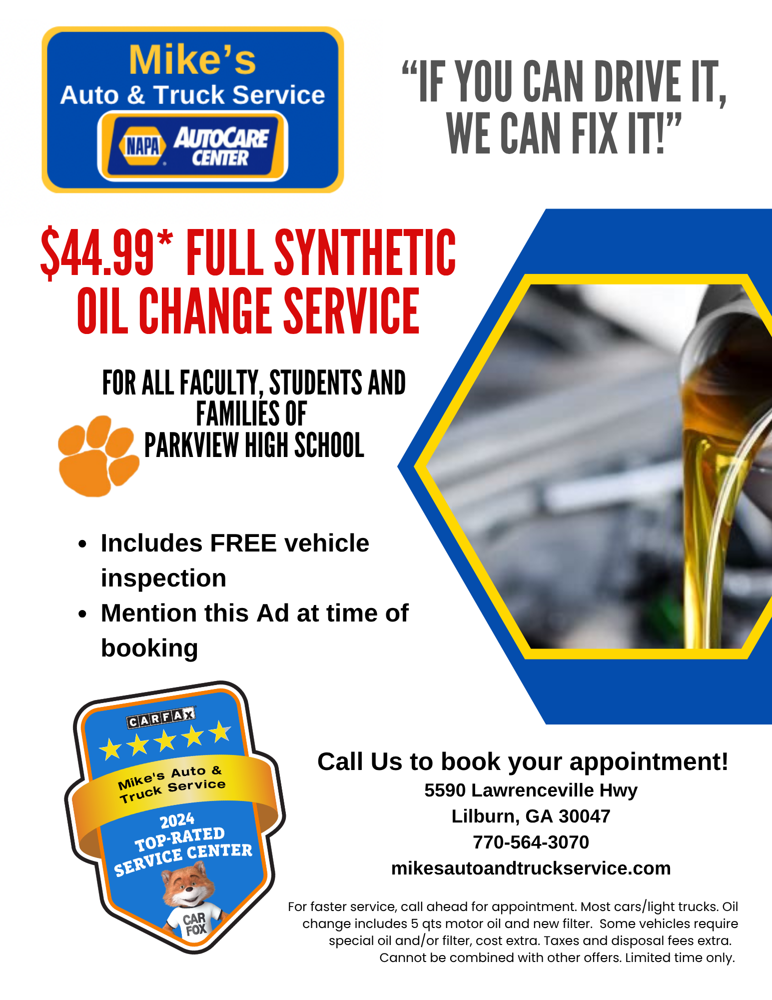 Oil Change Offer | Mike's Auto & Truck service